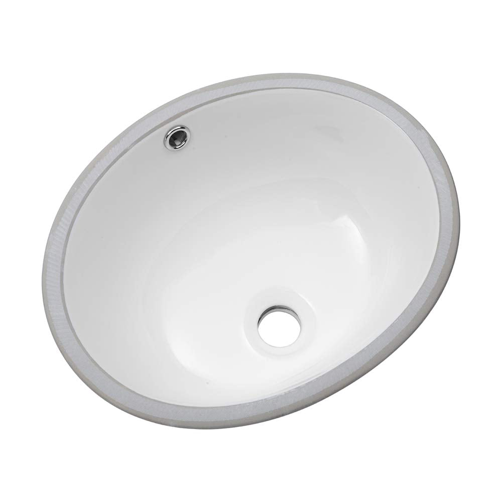 Lordear 16 Inch Undermount Oval Sink - Pure White Porcelain Ceramic Lavatory Vanity from Lordear