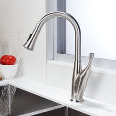 Lordear Stainless Steel Flower Vase Shape Pull-Down Kitchen Faucet from Lordear