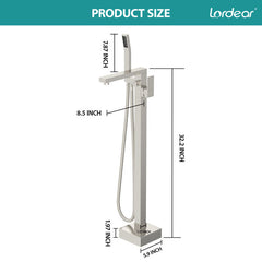 Lordear Freestanding Bathtub Faucet Floor Tub Spout with Diverter Filler Floor Mount Brass Bathroom Faucets with Hand Shower from Lordear