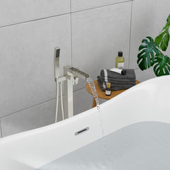 Lordear Freestanding Bathtub Faucet Waterfall Tub Filler Floor Mount Brass Bathroom Faucets with Hand Shower from Lordear