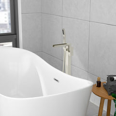 Lordear Freestanding Bathtub Faucet Waterfall Tub Filler Floor Mount Brass Bathroom Faucets with Hand Shower from Lordear