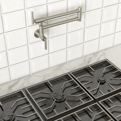 Lordear Stainless Steel Wall Mount Folding Double Joint Swing Arms Kitchen Faucet from Lordear