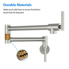 Lordear Stainless Steel Wall Mount Folding Double Joint Swing Arms Kitchen Faucet from Lordear