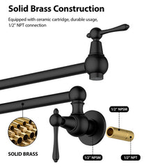 Lordear Brass Wall Mount Folding Lever Kitchen Faucet from Lordear