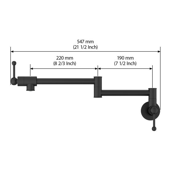 Lordear Brass Wall Mount Black Foldable and Stretchable Two Handle Kitchen Faucet from Lordear