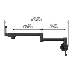 Lordear Brass Wall Mount Black Foldable and Stretchable Two Handle Kitchen Faucet from Lordear