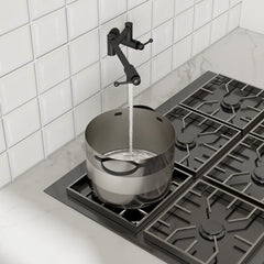 Lordear Brass Wall Mount Black Foldable and Stretchable Two Handle Kitchen Faucet from Lordear