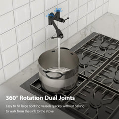 Lordear Brass Wall Mount Black Foldable and Stretchable Two Handle Kitchen Faucet from Lordear