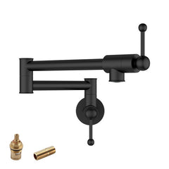 Lordear Brass Wall Mount Black Foldable and Stretchable Two Handle Kitchen Faucet from Lordear