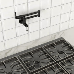 Lordear Brass Wall Mount Black Foldable and Stretchable Two Handle Kitchen Faucet from Lordear