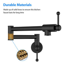 Lordear Brass Wall Mount Black Foldable and Stretchable Two Handle Kitchen Faucet from Lordear