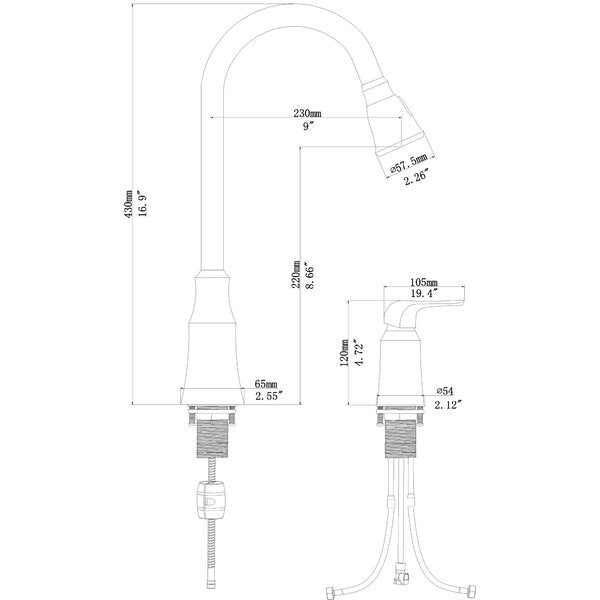 Lordear Brass Split 360 Degree Pull Down Black Kitchen Faucet from Lordear