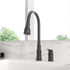 Lordear Brass Split 360 Degree Pull Down Black Kitchen Faucet from Lordear