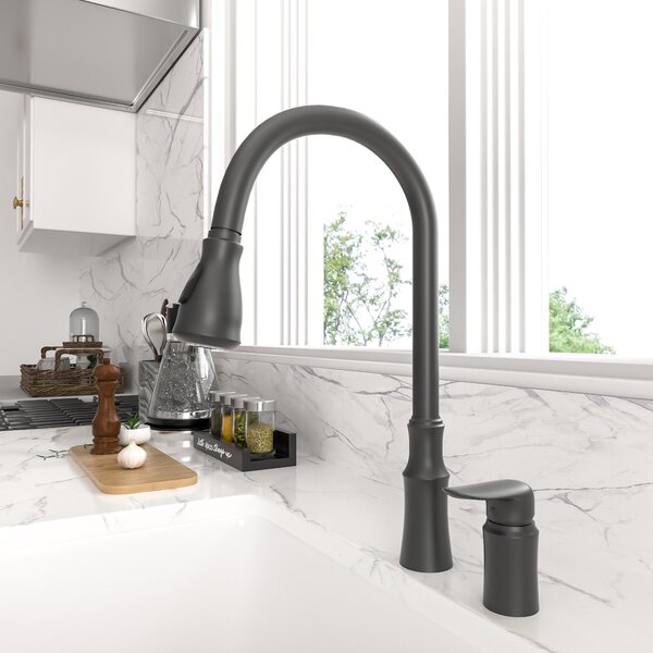 Lordear Brass Split 360 Degree Pull Down Black Kitchen Faucet from Lordear