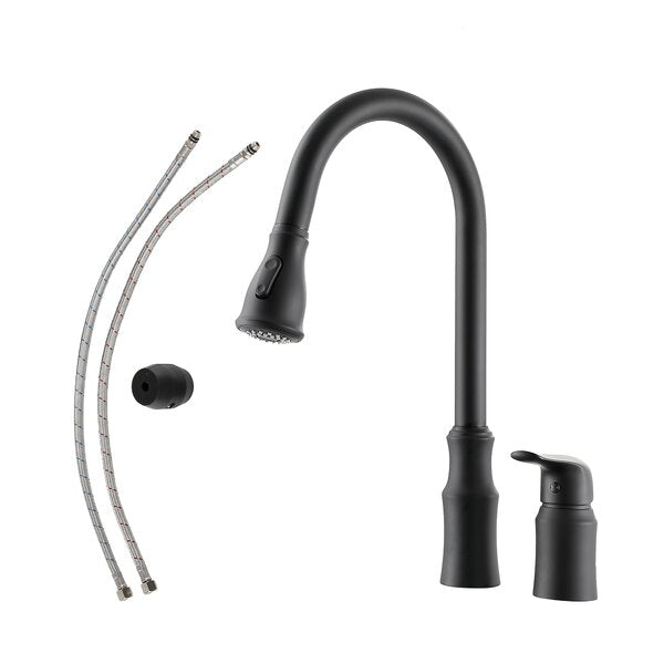 Lordear Brass Split 360 Degree Pull Down Black Kitchen Faucet from Lordear