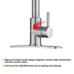 Lordear Stainless Steel Brushed Nickel 360-degree Pull Down Single Handle Kitchen Faucet from Lordear