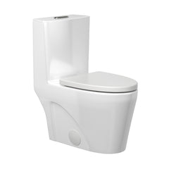 Lordear Elongated White Ceramic Modern One Piece Toilet with Comfort Wider Chair Seat