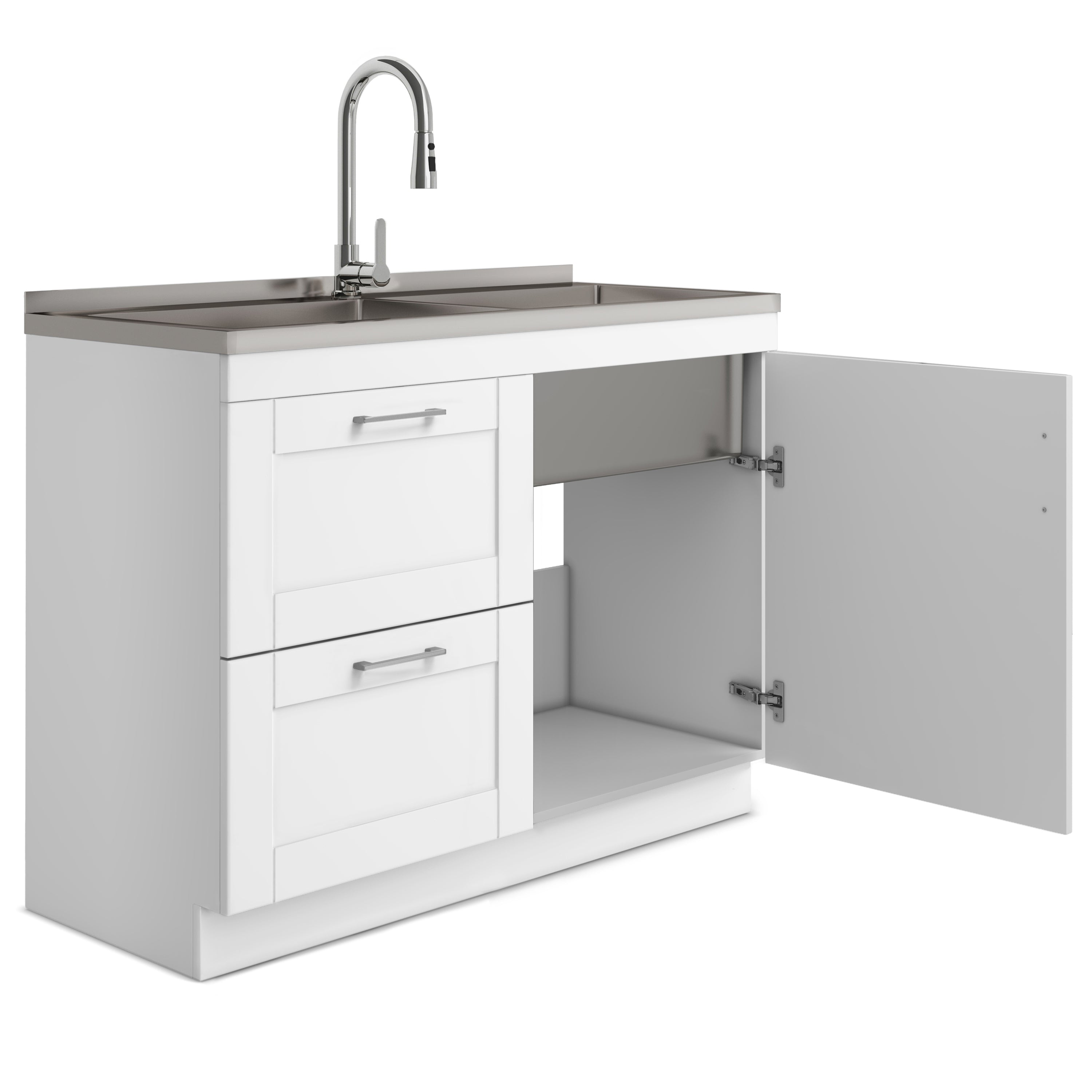 Modern Wide Shaker All-in-One 46-inch Laundry Utility Sink & Cabinet in Pure White from Lordear
