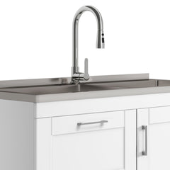 Modern Wide Shaker All-in-One 46-inch Laundry Utility Sink & Cabinet in Pure White from Lordear