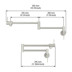 Lordear Stainless Steel Two Handles Wall Mount Folding Stretchable Kitchen Faucet  from Lordear