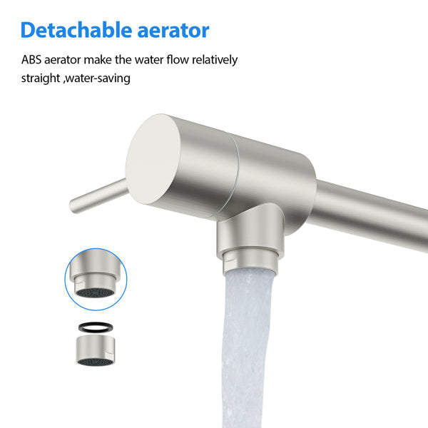 Lordear Stainless Steel Two Handles Wall Mount Folding Stretchable Kitchen Faucet from Lordear