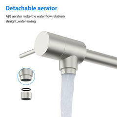 Lordear Stainless Steel Two Handles Wall Mount Folding Stretchable Kitchen Faucet from Lordear