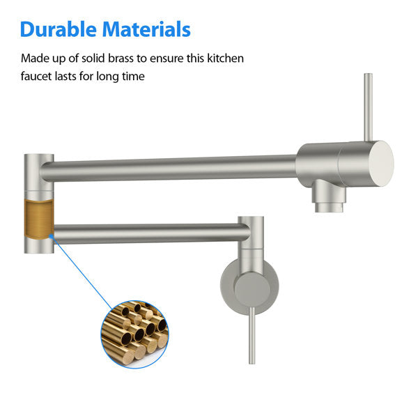 Lordear Stainless Steel Two Handles Wall Mount Folding Stretchable Kitchen Faucet from Lordear