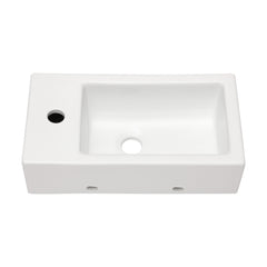 Lordear White Ceramic 18"x 10" Rectangle Wall Mount Bathroom Sink from Lordear