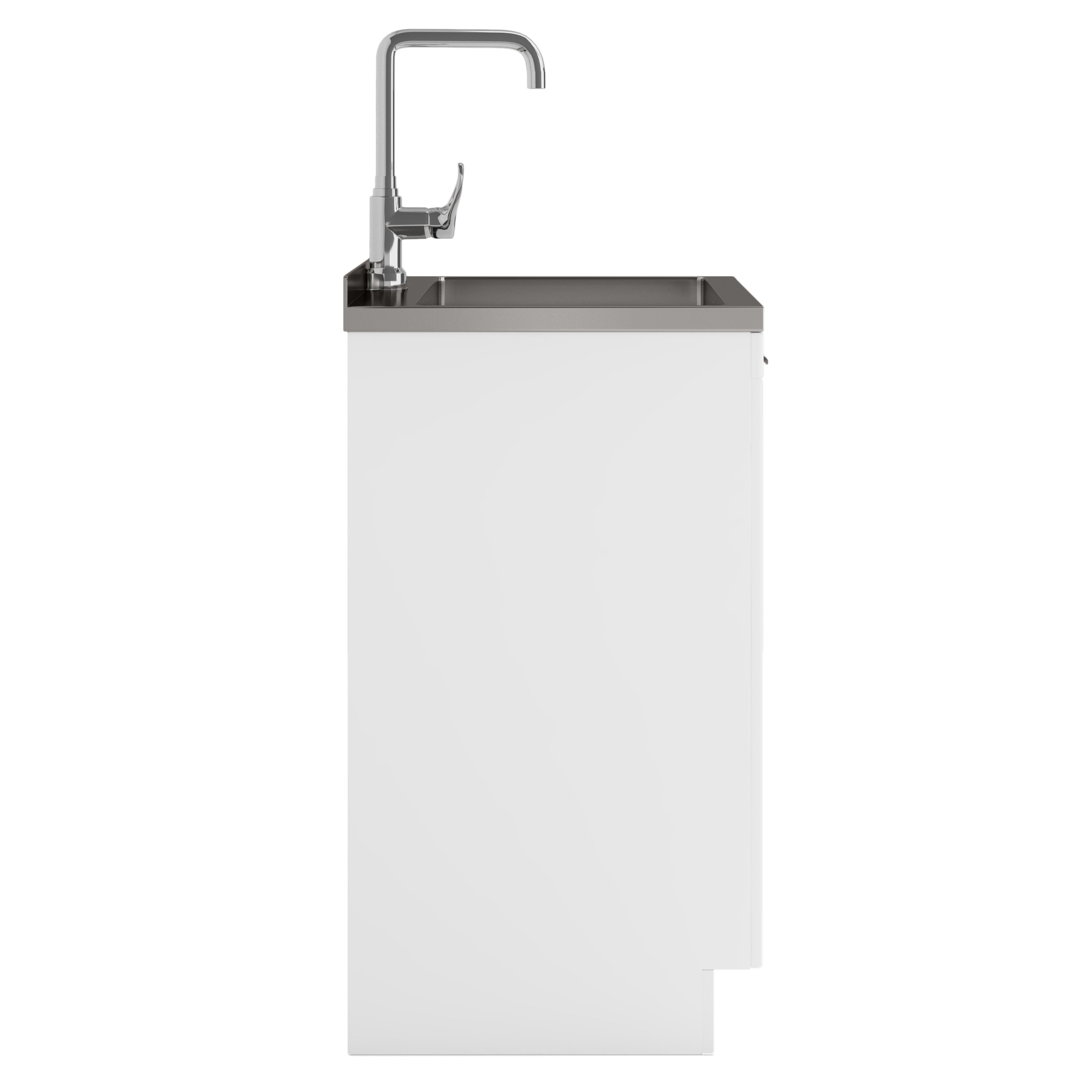 All-in-One Utility 10-inch Deep Stainless Steel Sink & 24/28-inch Pure White Laundry Cabinet With Faucet from Lordear