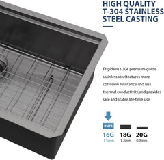 Lordear Black Undermount Single Bowl Stainless Steel Workstation Kitchen Sink