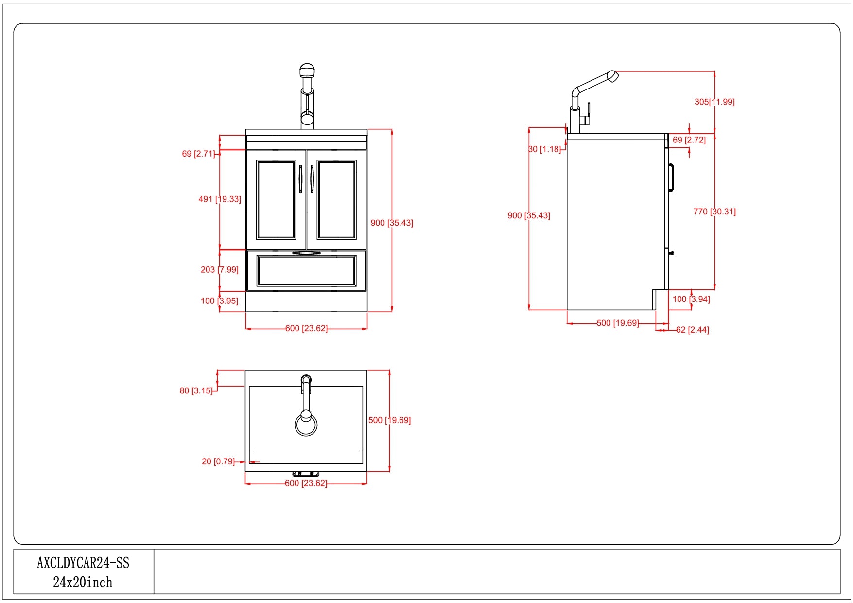 24-inch All-in-One Laundry Utility Sink & Cabinet in Pure White with Faucet from Lordear