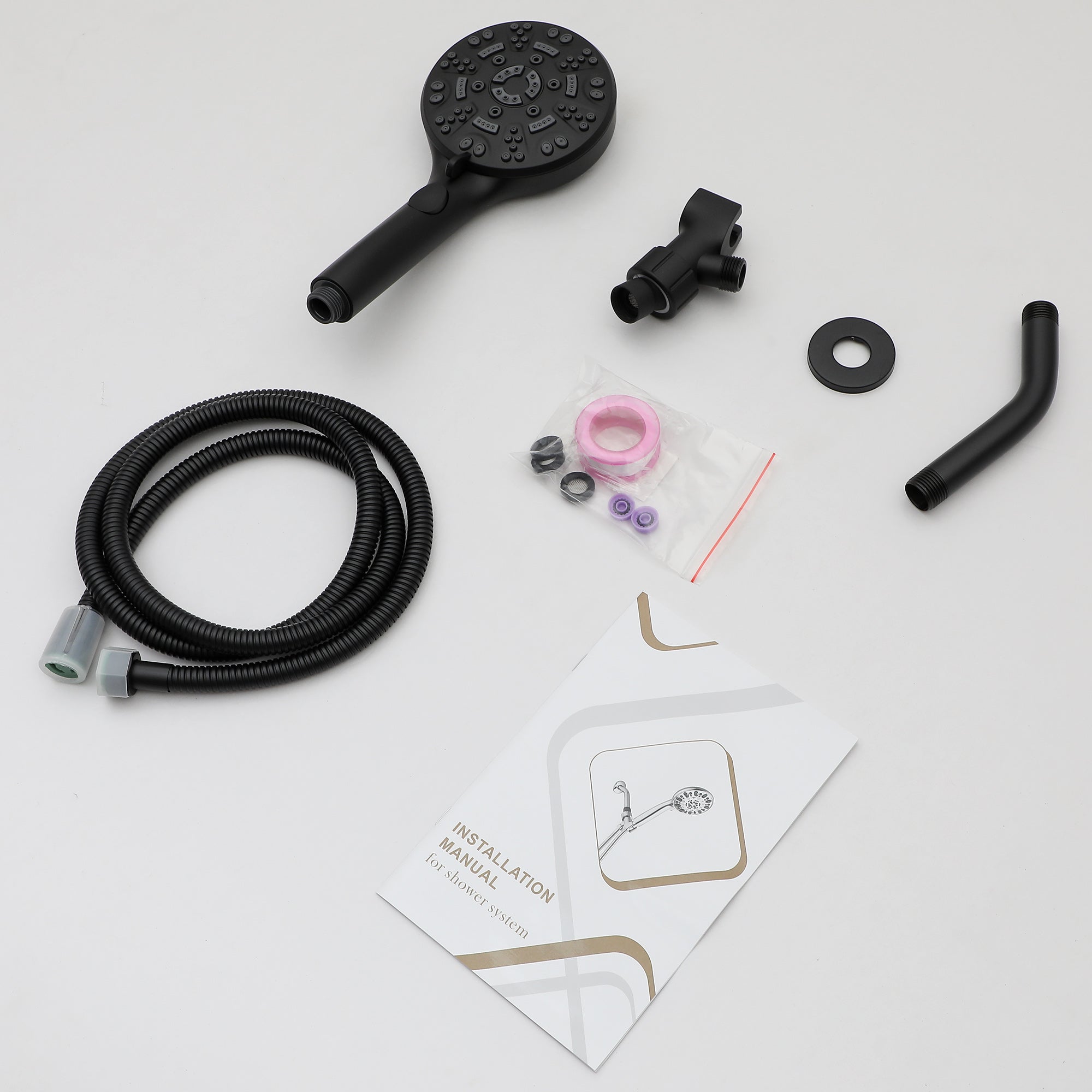 Lordear 5" Stainless Steel Wall Mounted Matte Black Round Rainfall Single Shower Head from Lordear