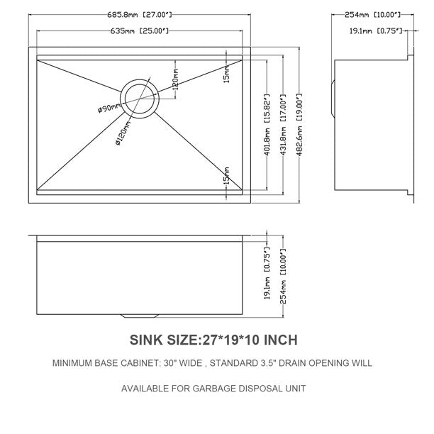 Lordear 27'' Stainless Steel Single Bowl Workstation Kitchen Sink with Accessories  from Lordear