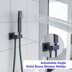 Lordear Stainless Steel Wall Mounted Rainfall Shower Head with Handheld and Waterfall Faucet from Lordear