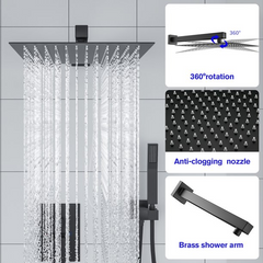 Lordear Stainless Steel Wall Mounted Rainfall Shower Head with Handheld and Waterfall Faucet from Lordear