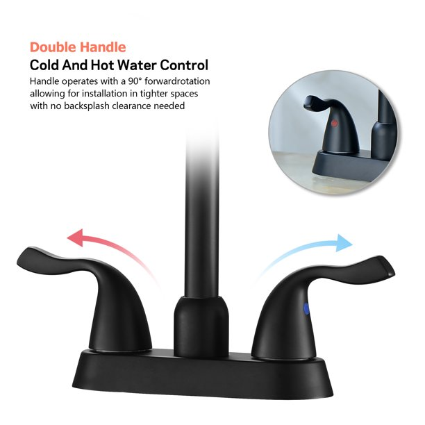 Lordear Brass Black Deck Mount Dual Handle Bathroom Faucet from Lordear