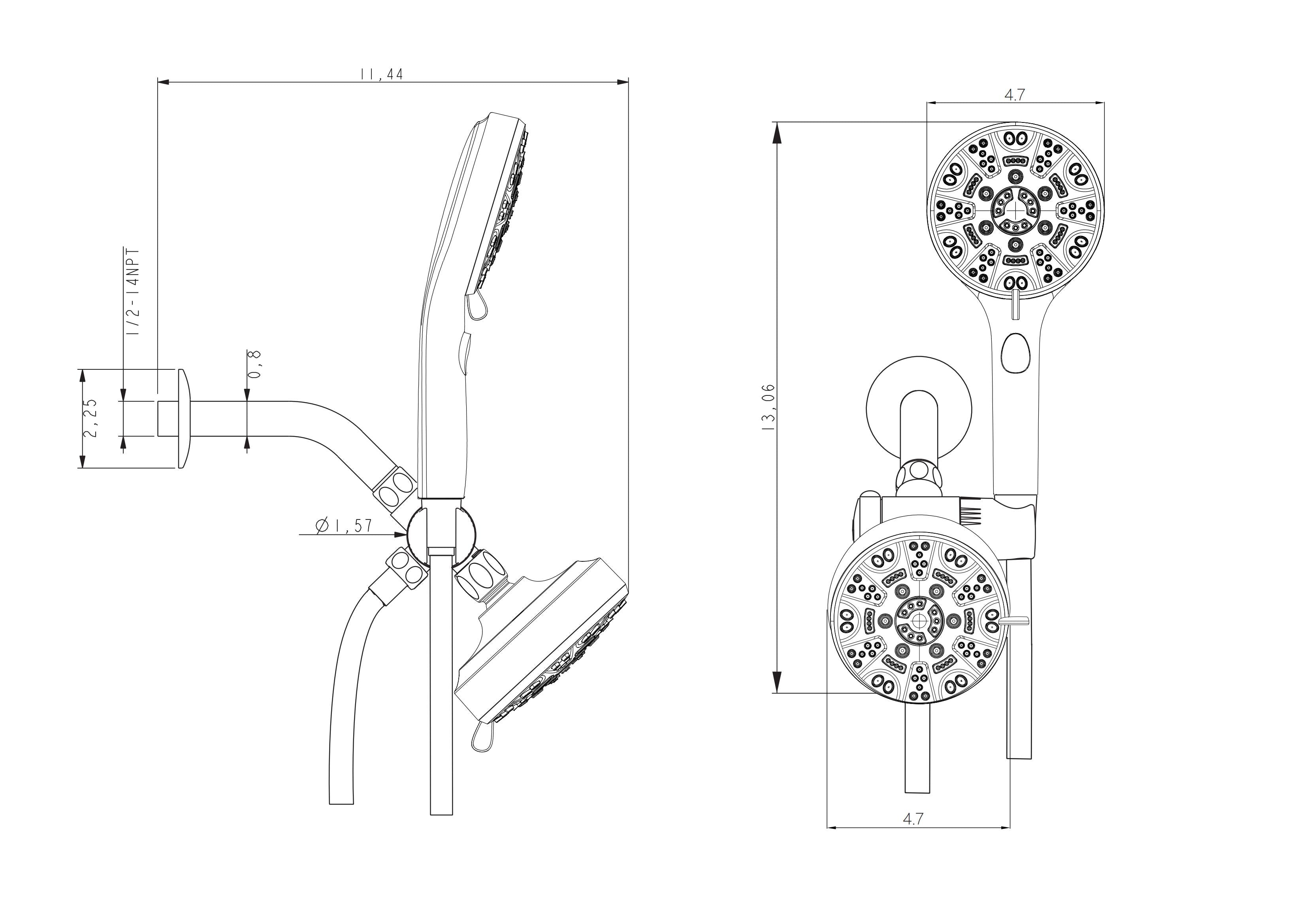 Lordear 5" Stainless Steel Wall Mounted Matte Black Rainfall Round Dual Head Shower Head from Lordear