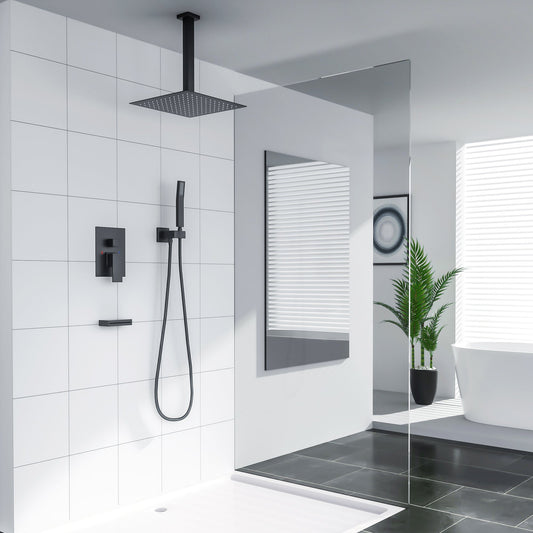 Lordear 12" Stainless Steel Wall Mounted Square Rainfall Shower Head System Faucet Set  from Lordear