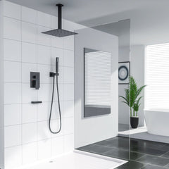 Lordear 12" Stainless Steel Wall Mounted Square Rainfall Shower Head System Faucet Set from Lordear
