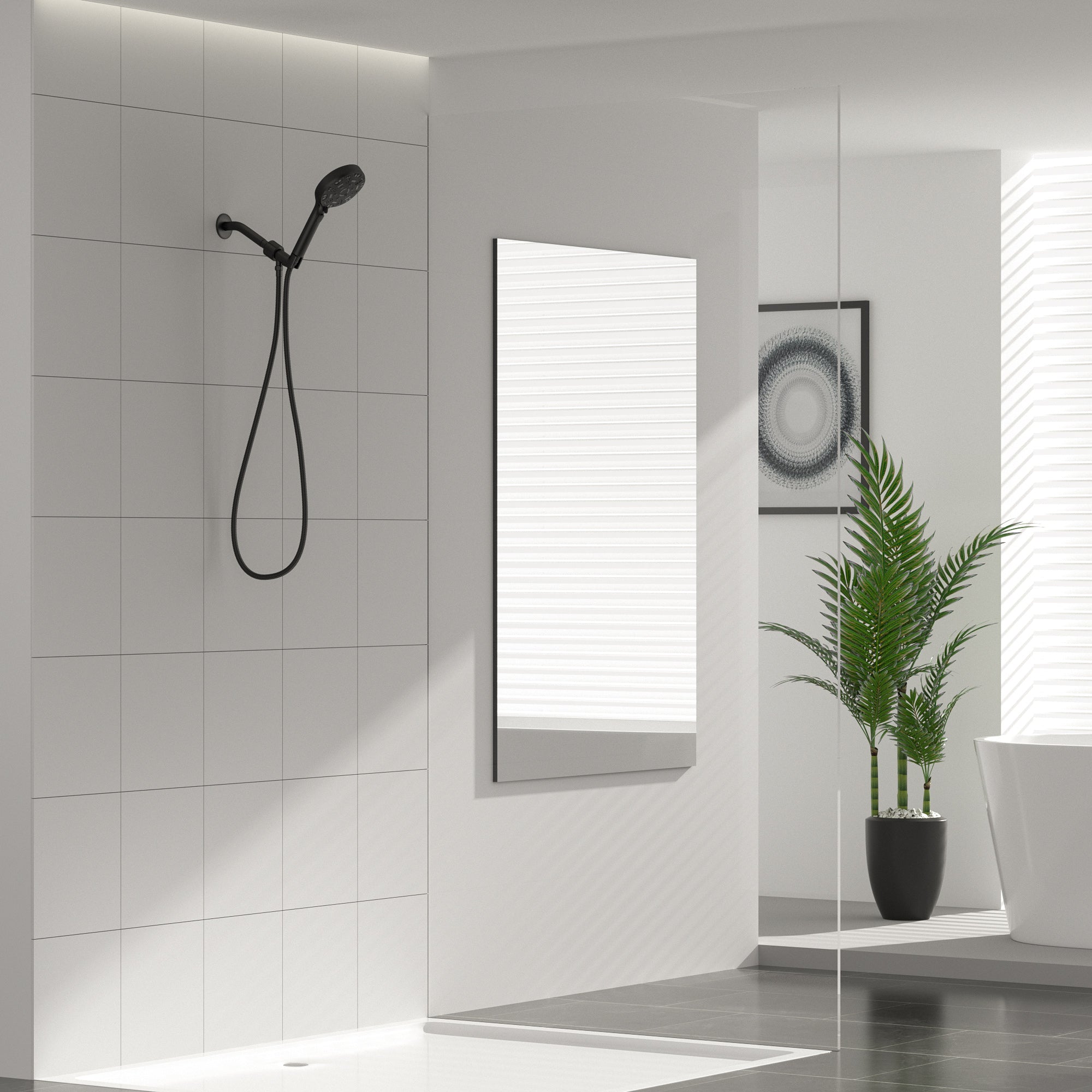 Lordear 5" Stainless Steel Wall Mounted Matte Black Round Rainfall Single Shower Head from Lordear