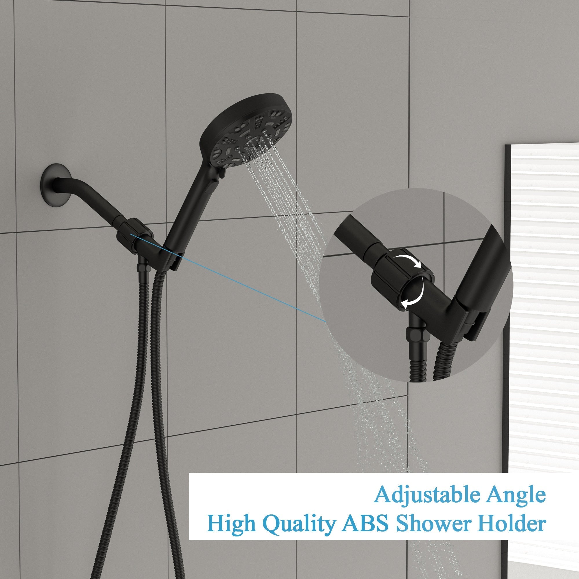 Lordear 5" Stainless Steel Wall Mounted Matte Black Round Rainfall Single Shower Head from Lordear