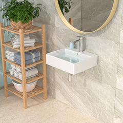 Lordear 20" x 18" White Rectangle Ceramic Wall Mount Bathroom Sink from Lordear