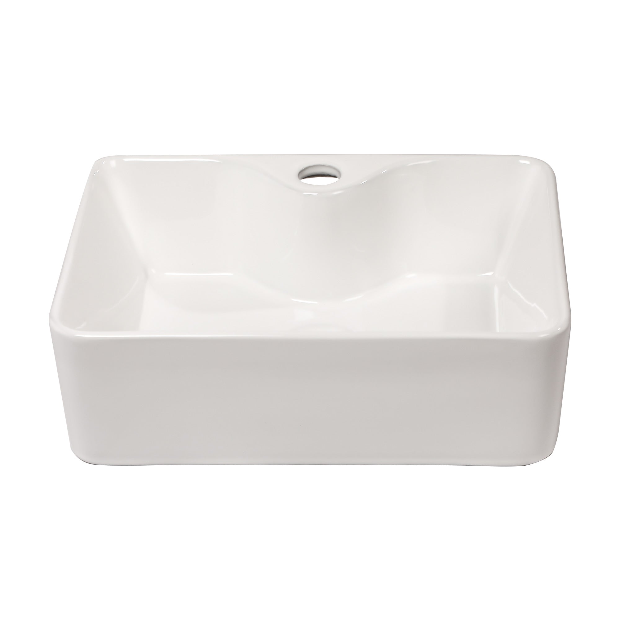 Lordear 16" W X 12" D White Ceramic Vessel Bathroom Sink with Faucet Hole from Lordear