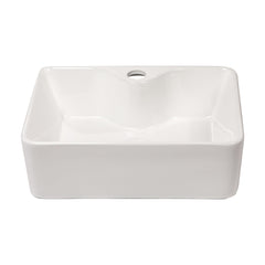 Lordear 16" W X 12" D White Ceramic Vessel Bathroom Sink with Faucet Hole from Lordear