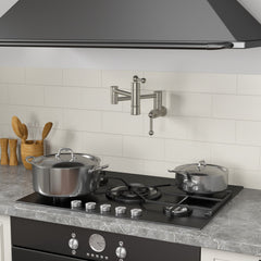 Pot Filler Faucet Solid Brass Wall Mounted in Brushed Nickel from Lordear