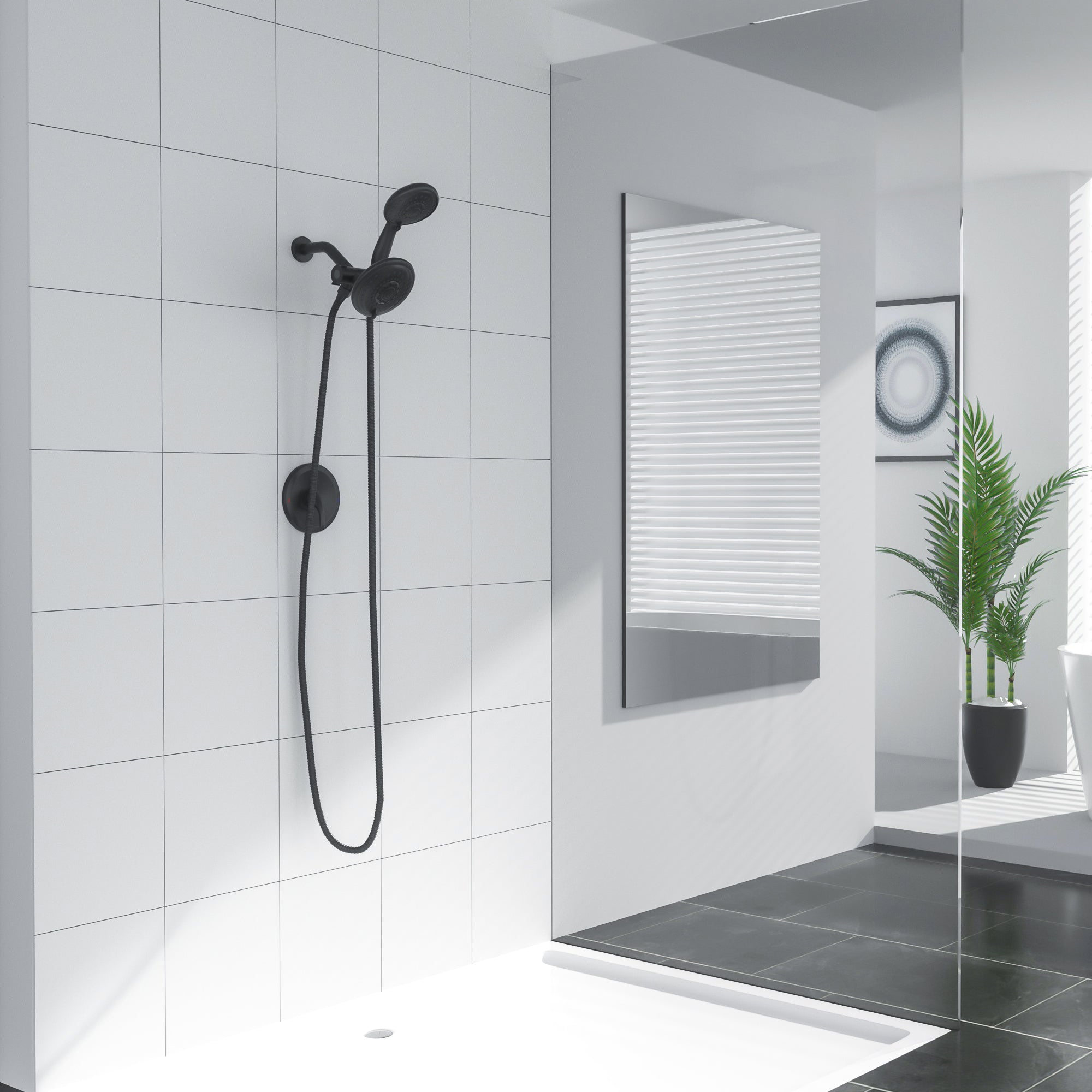 Lordear 5" Stainless Steel Dual Head Wall Mounted Round Shower System  from Lordear