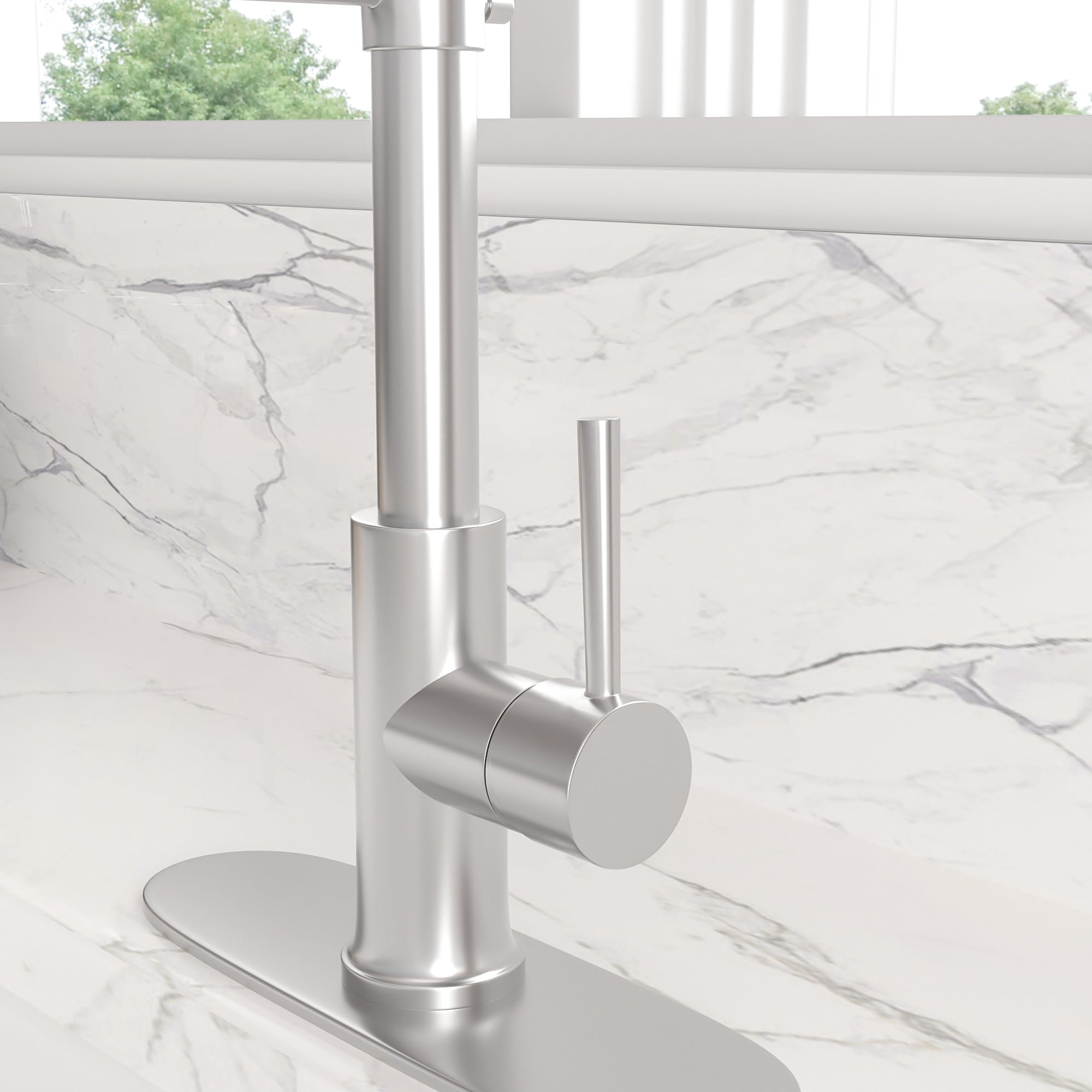 Lordear Stainless Steel Brushed Nickel Single Handle Pull Down Kitchen Faucet  from Lordear