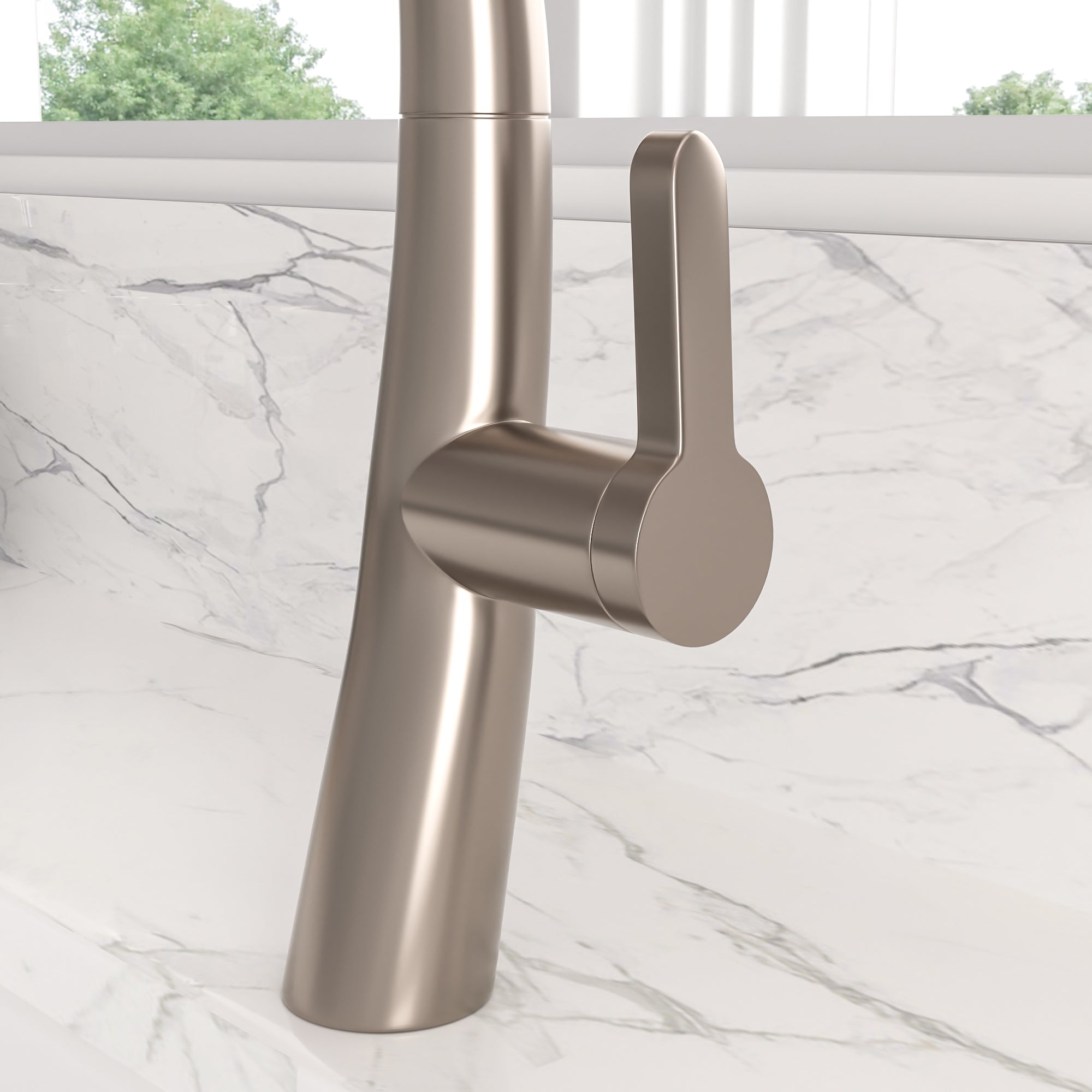 Lordear Brass Modern Single Handle Brushed Nickel Kitchen Faucet from Lordear