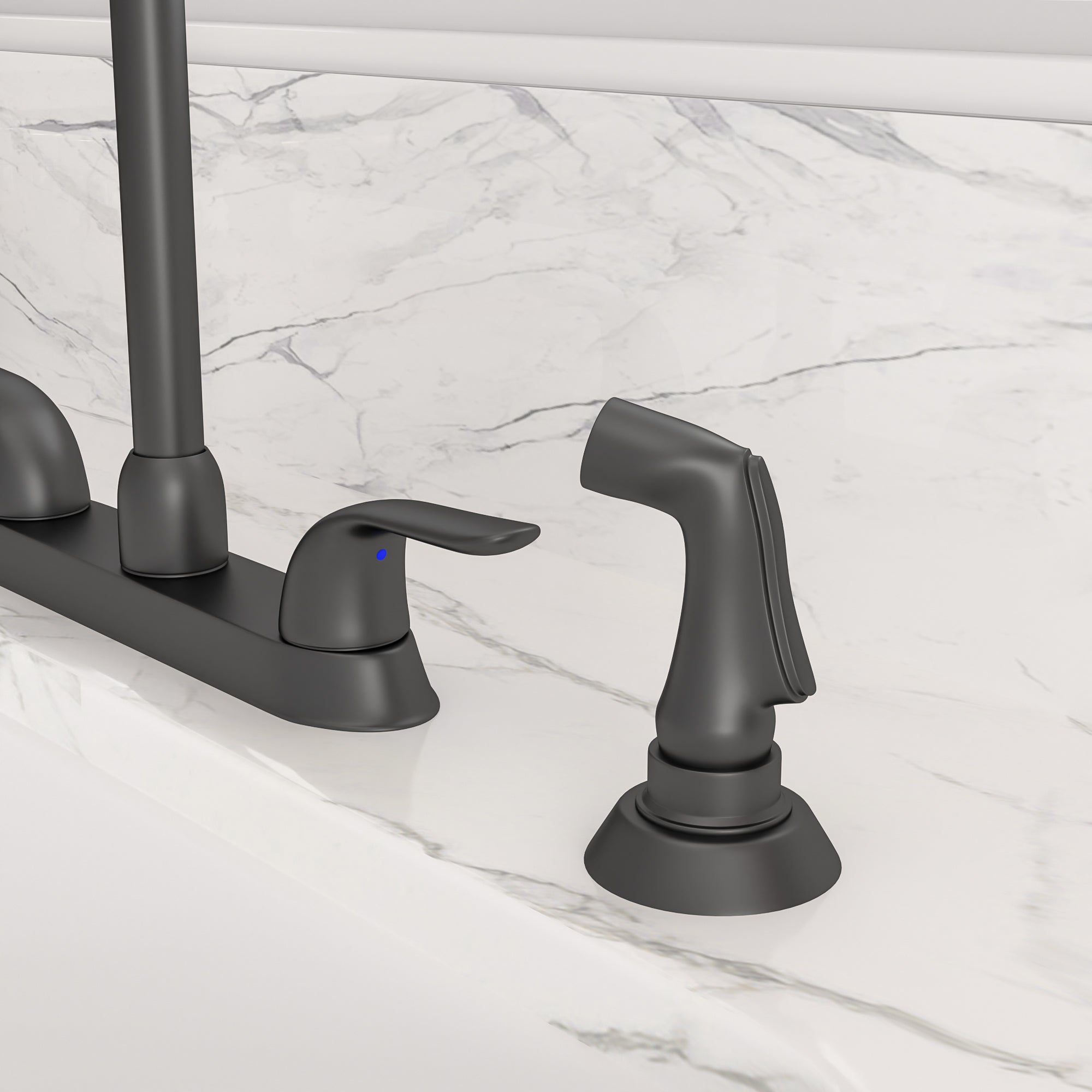 Lordear Brass Modern Design Double Handle Pull Out Spray Head Kitchen Faucet from Lordear