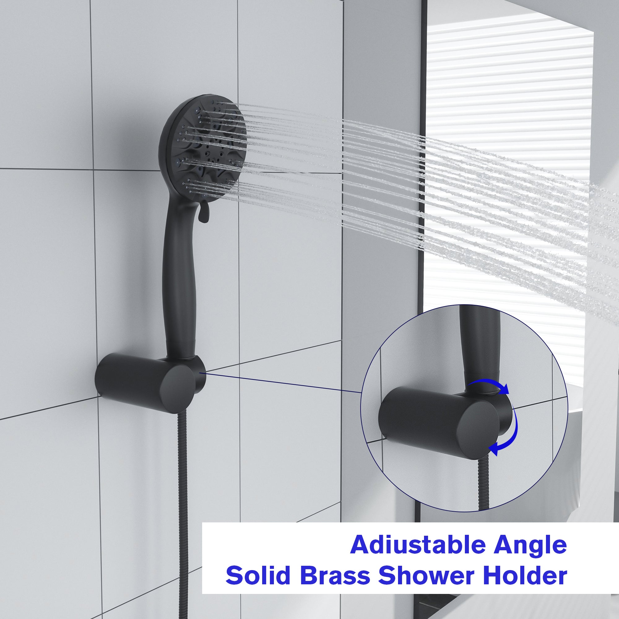 Lordear 10" Stainless Steel Wall Mounted Matte Black Round Rainfall Shower Head from Lordear